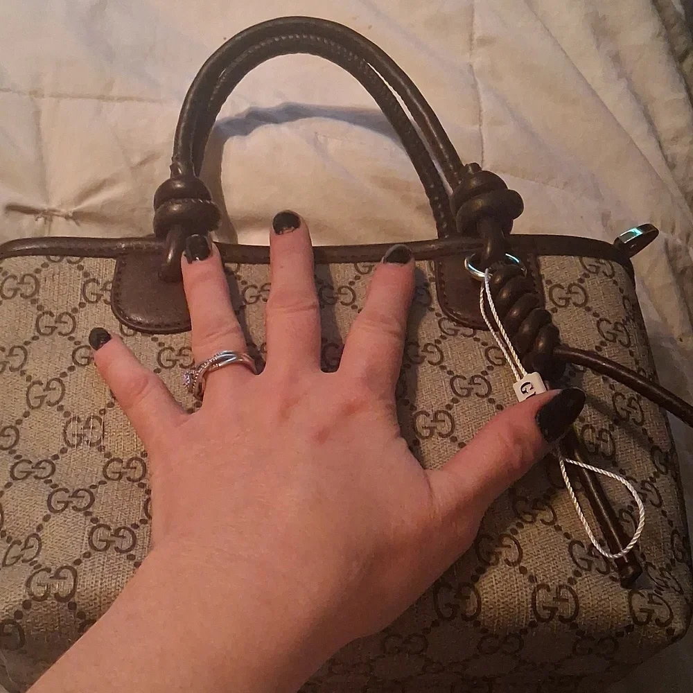 Gucci Beige and Brown Monogram Satchel